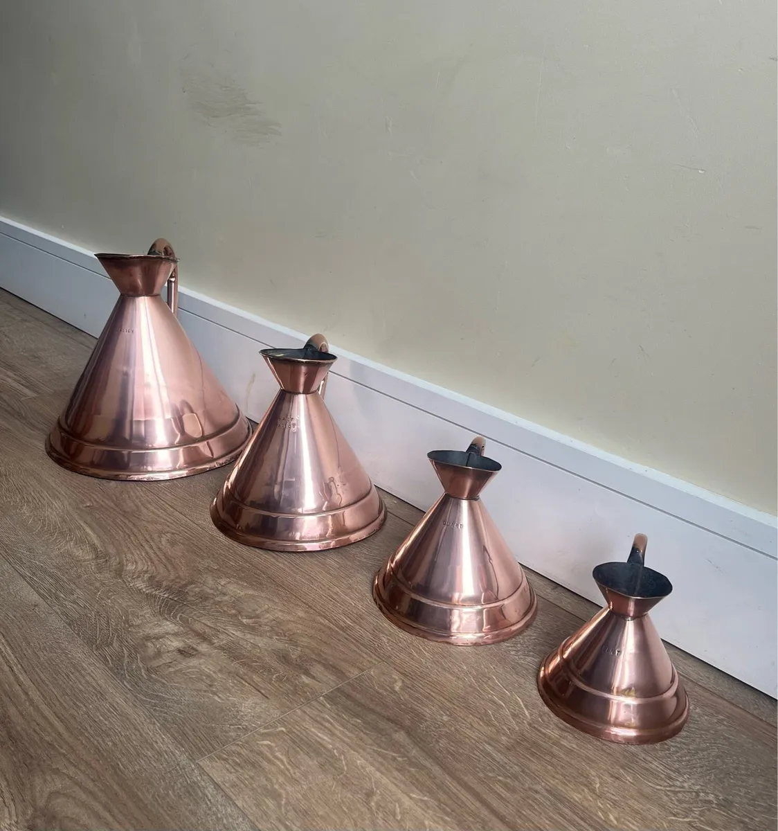 Antique Copper Haystack Measuring Jugs - Image 1