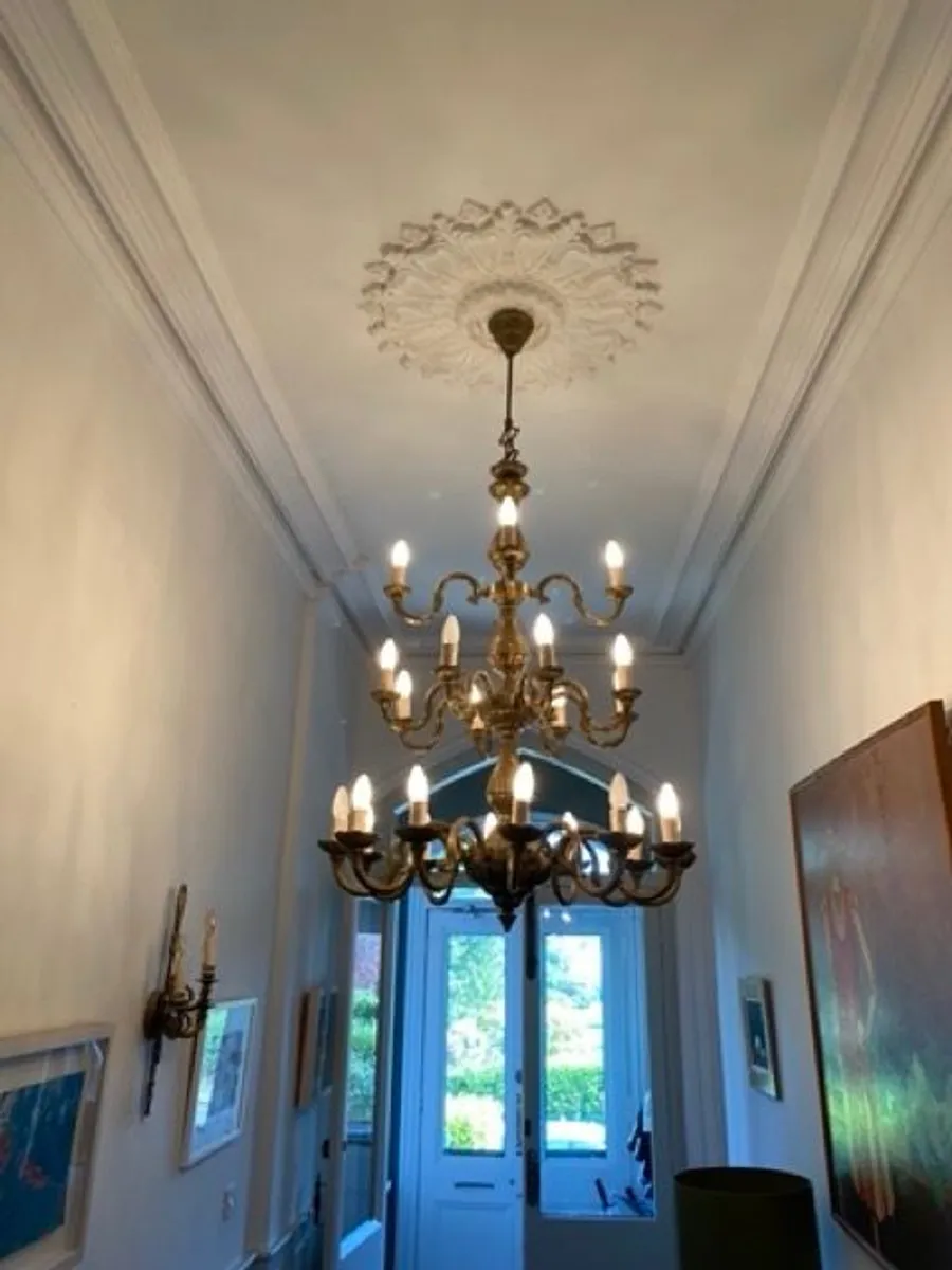 Antique 24-Arm Solid Brass Chandelier - Image 2