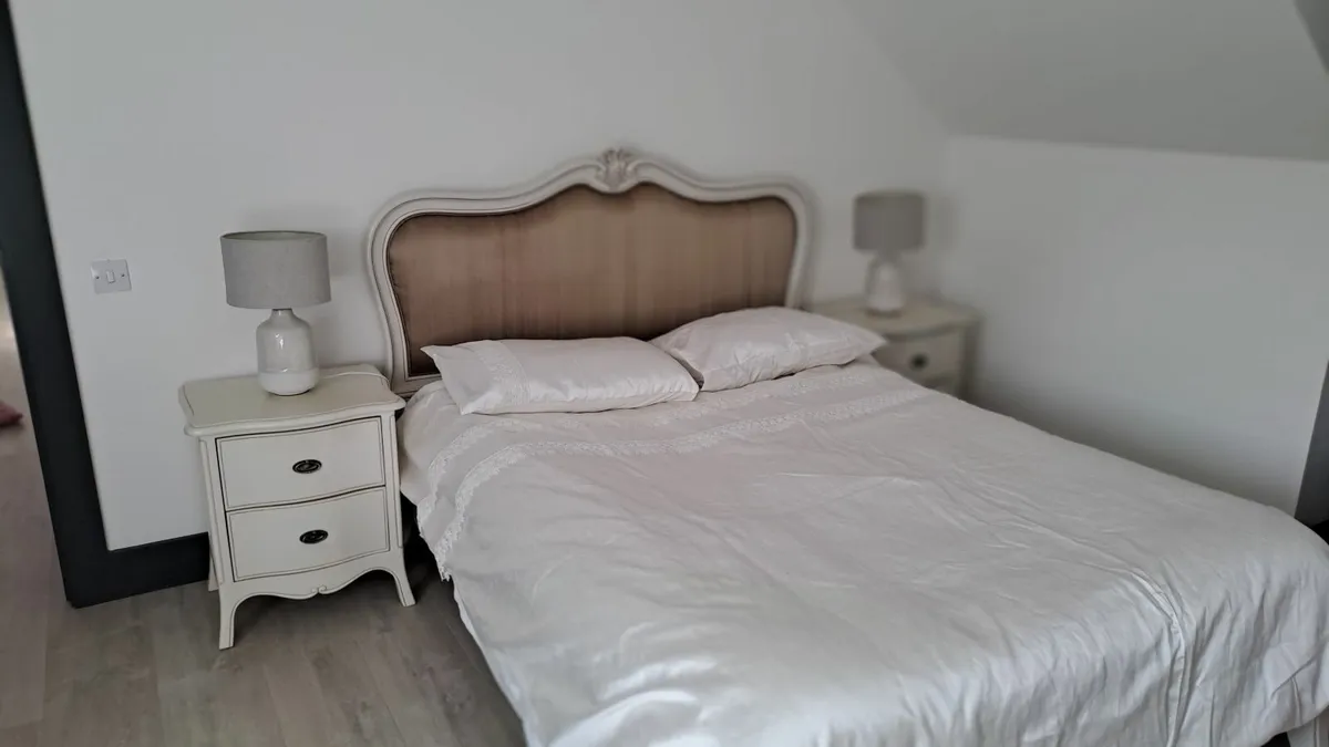 French Style King Size Wooden Bed Frame and Locker - Image 1