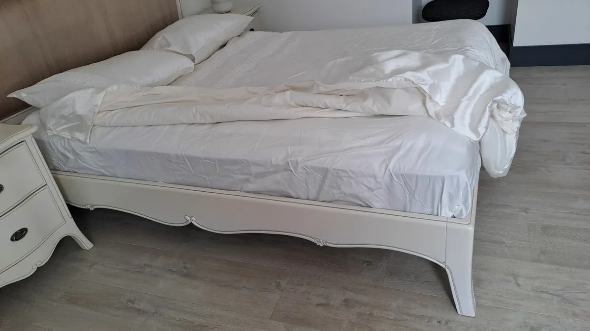 French Style King Size Wooden Bed Frame and Locker - Image 3