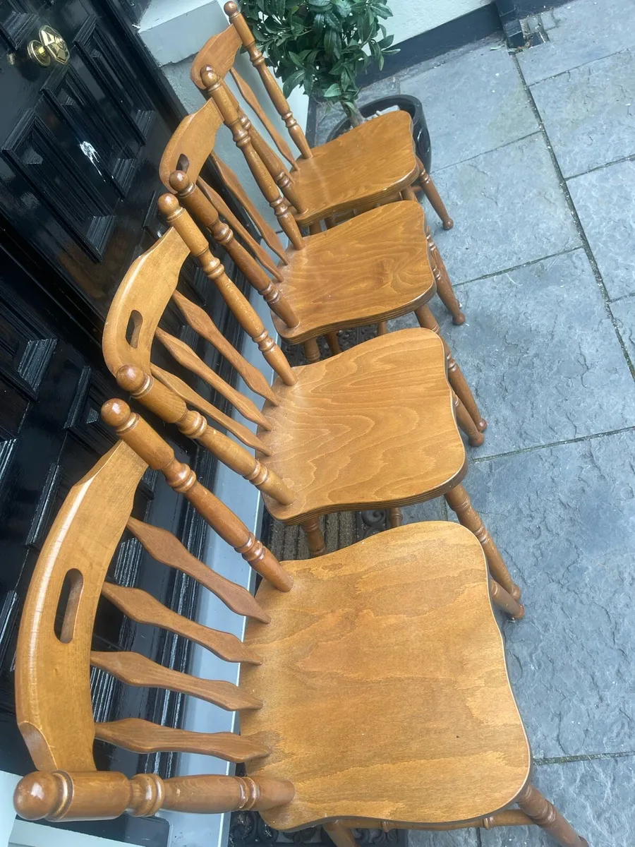 4 x Very Solid Wooden Kitchen Dining Chairs - Image 2