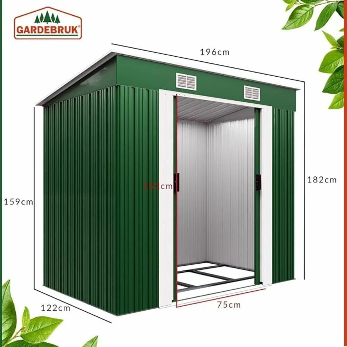 Metal Tool Shed Garden Shed Pitched Roof Metal Bas - Image 4