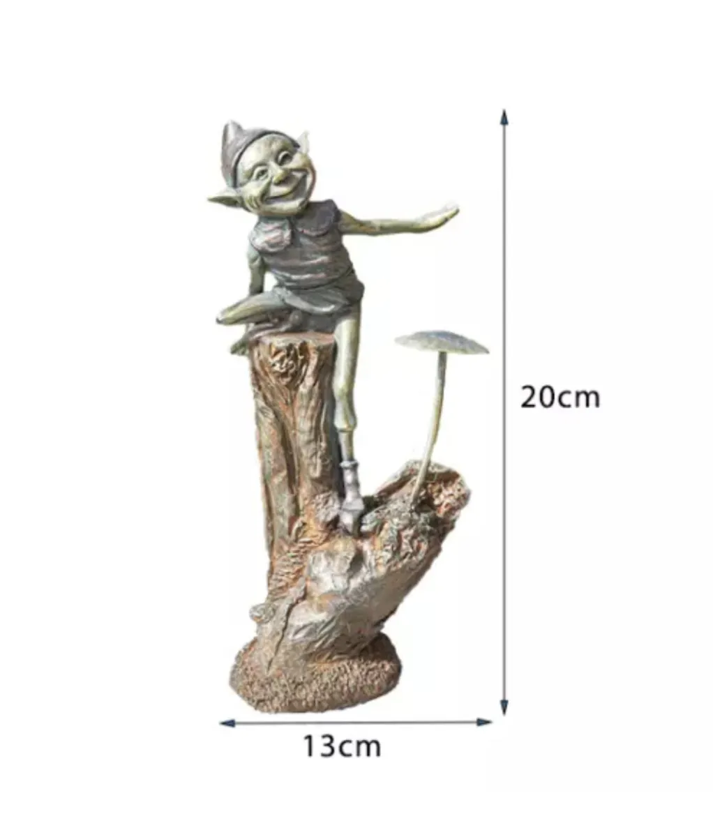 Elf Mushroom Garden Ornament Bronze Effect NEW - Image 3