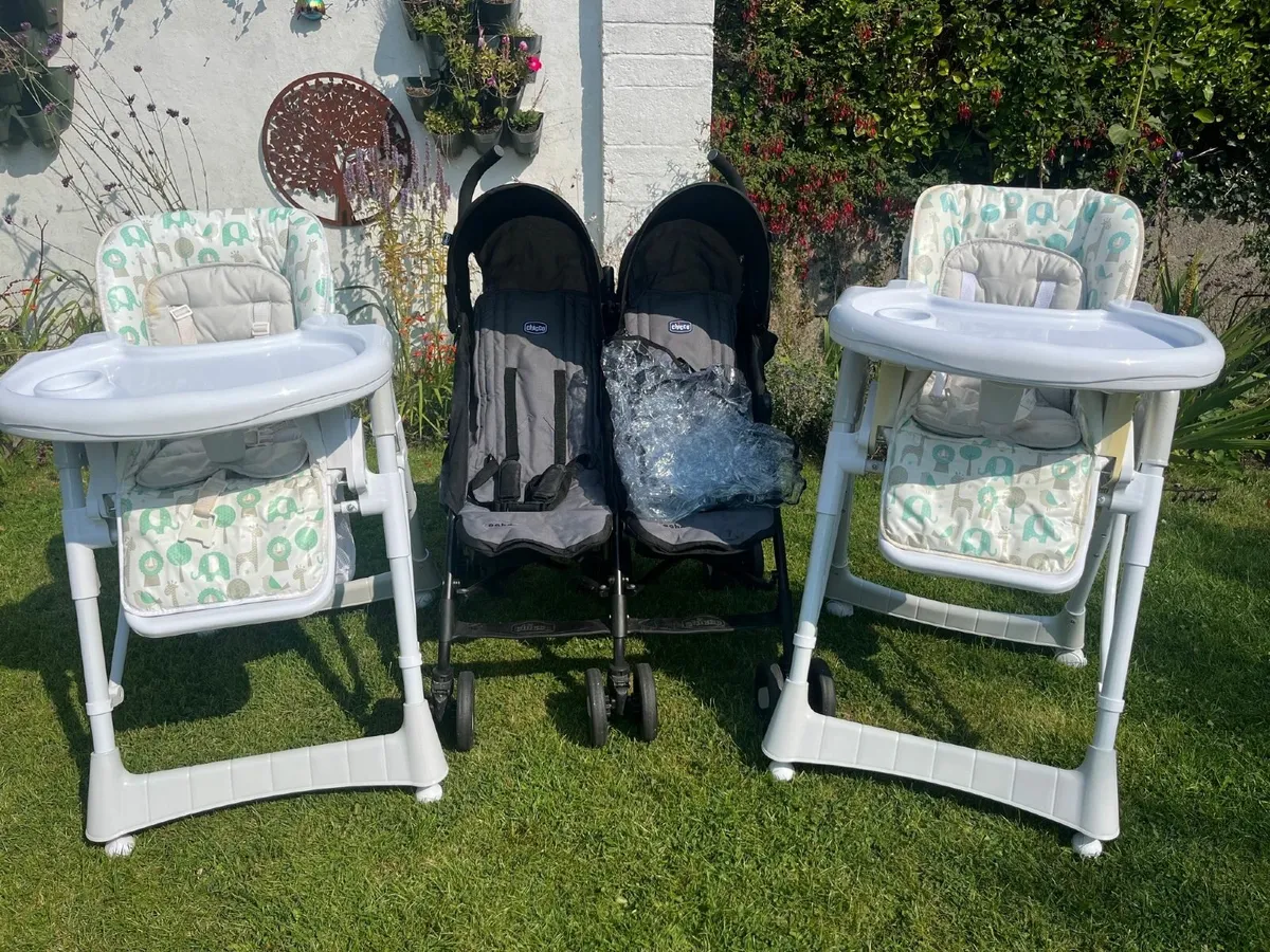 Two High Chairs & Double Stroller Bundle - Image 1