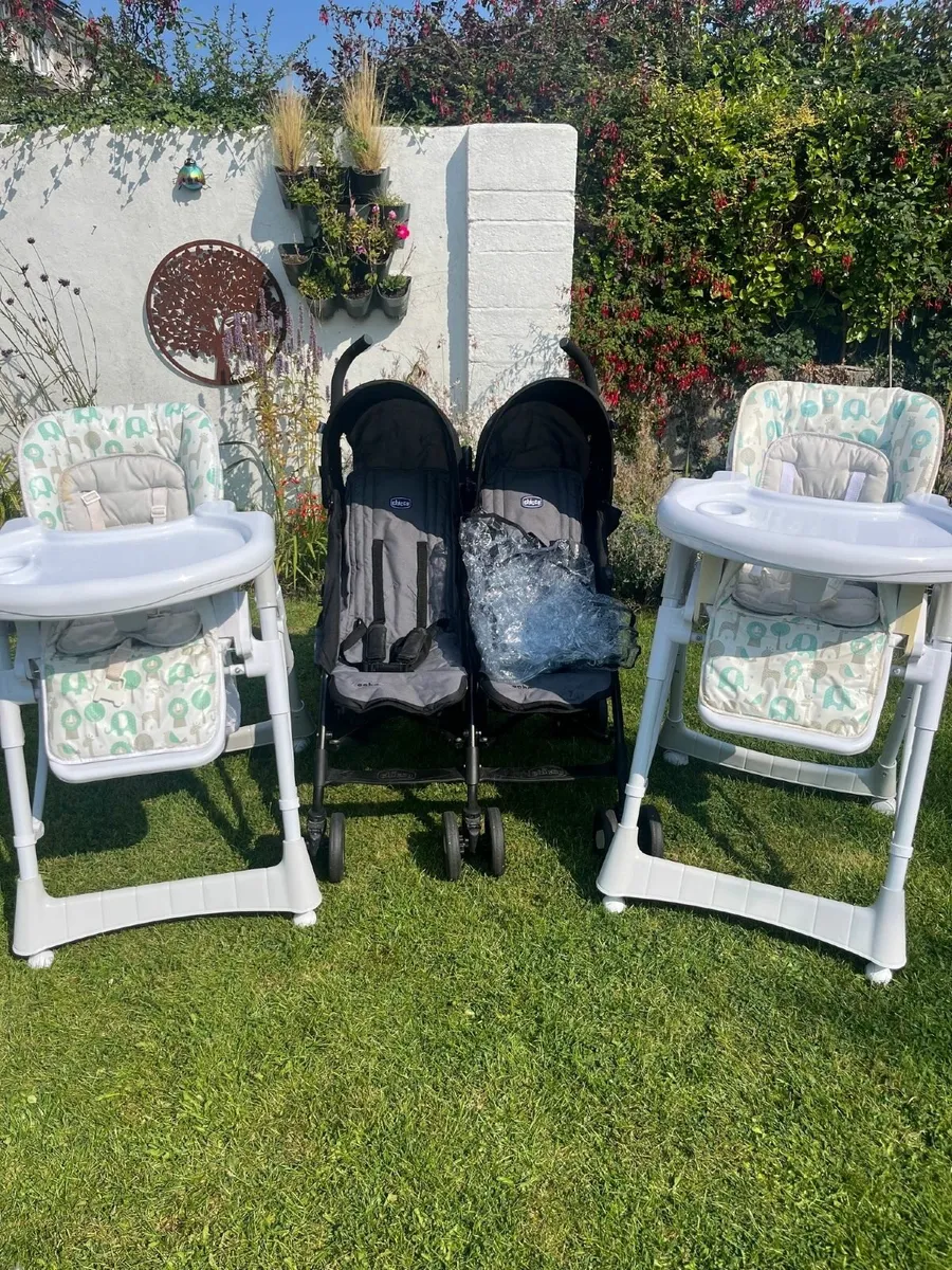 Two High Chairs & Double Stroller Bundle - Image 2