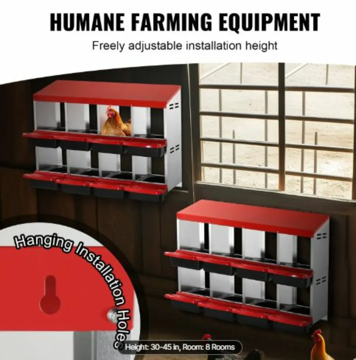8-Compartment Chicken Nest Box Metal Box - Image 2