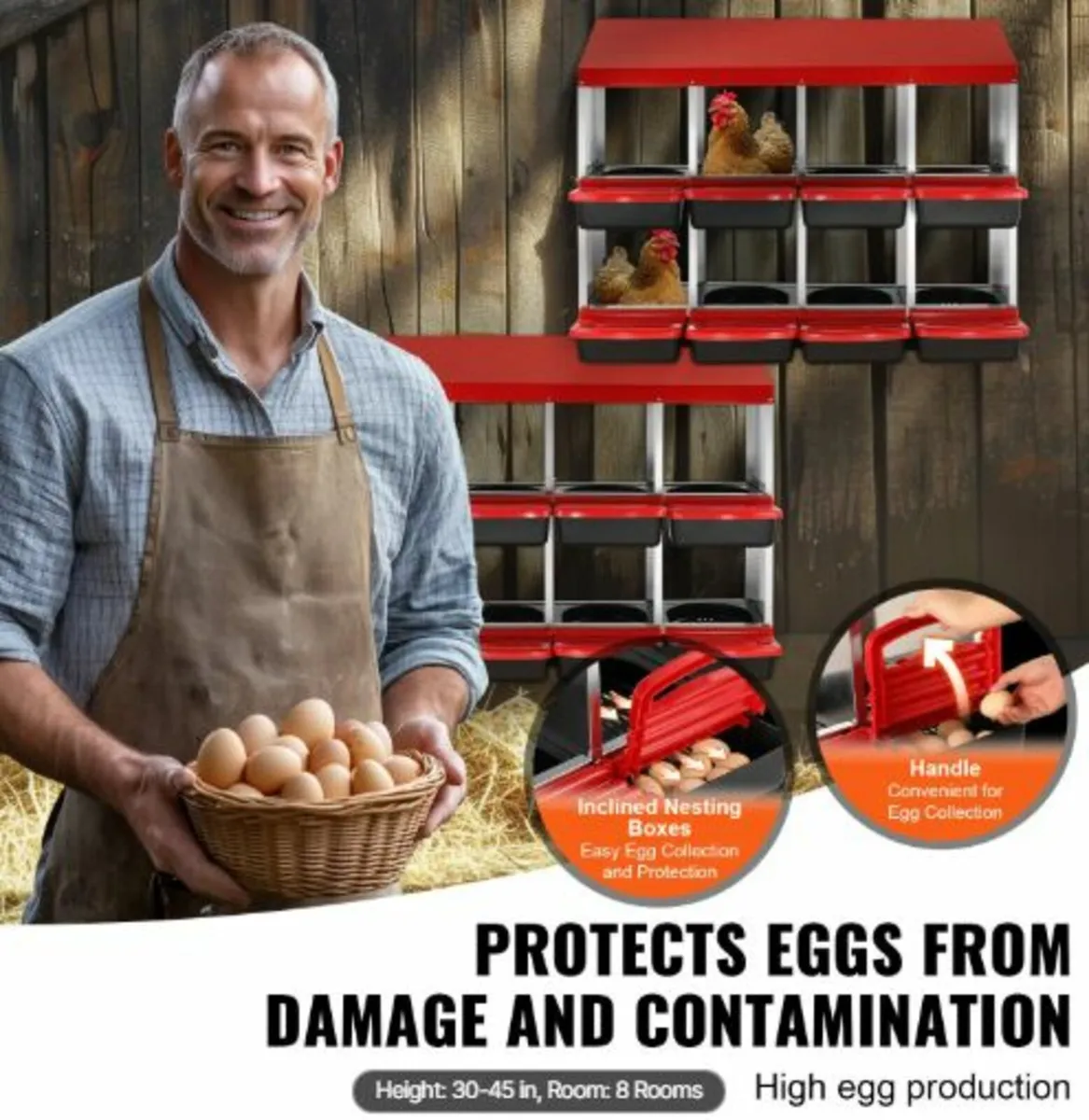 8-Compartment Chicken Nest Box Metal Box - Image 4
