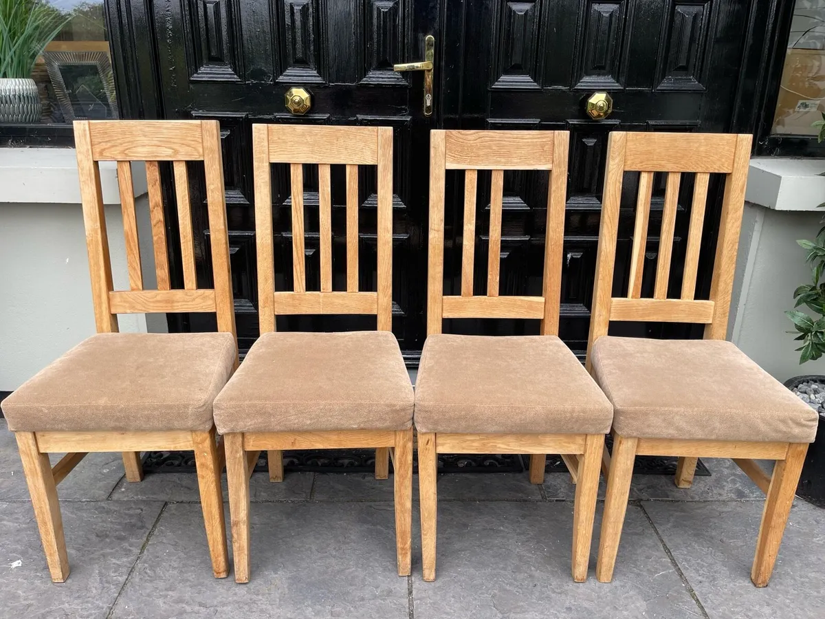 4 x Stunning Modern Oak Kitchen Dining Chairs - Image 1
