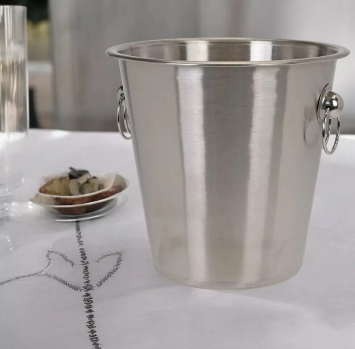 Stainless Steel Silver Champagne Wine Ice Bucket - Image 1