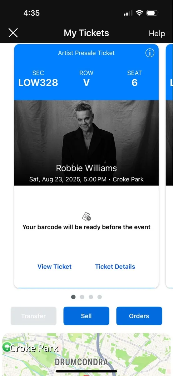 Robbie Williams Concert Tickets x 4