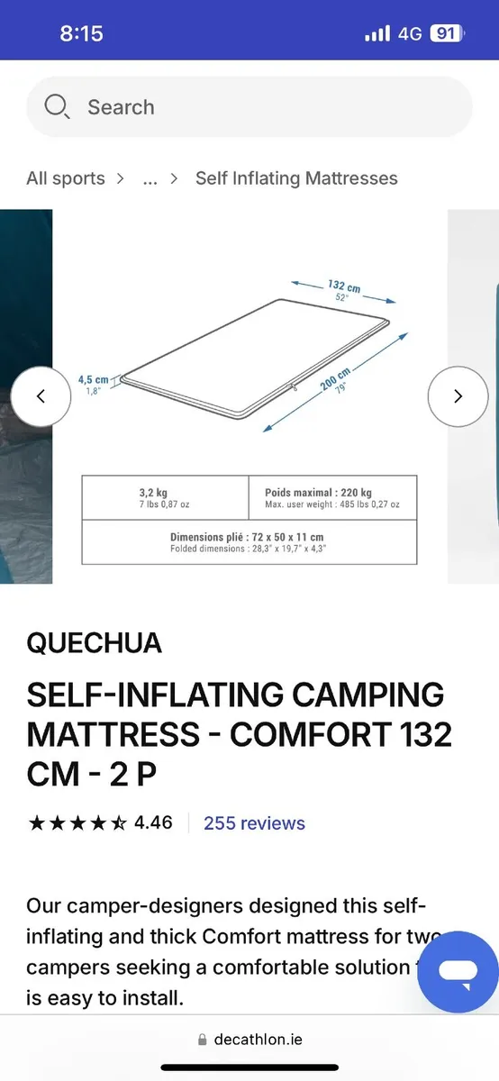 Camping bed & self inflating mattress - Image 3