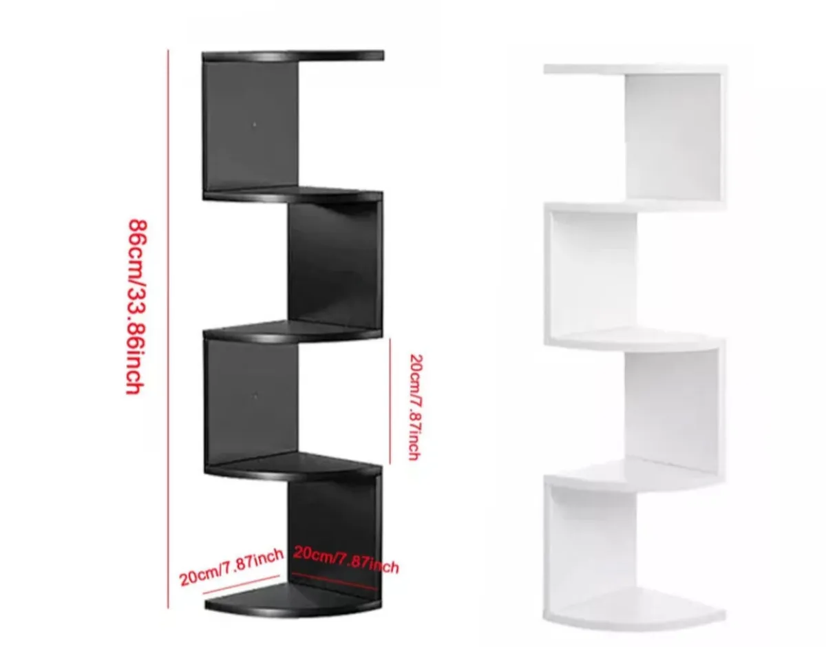 5 Tier Floating Wall Corner Shelves Blk or White - Image 2