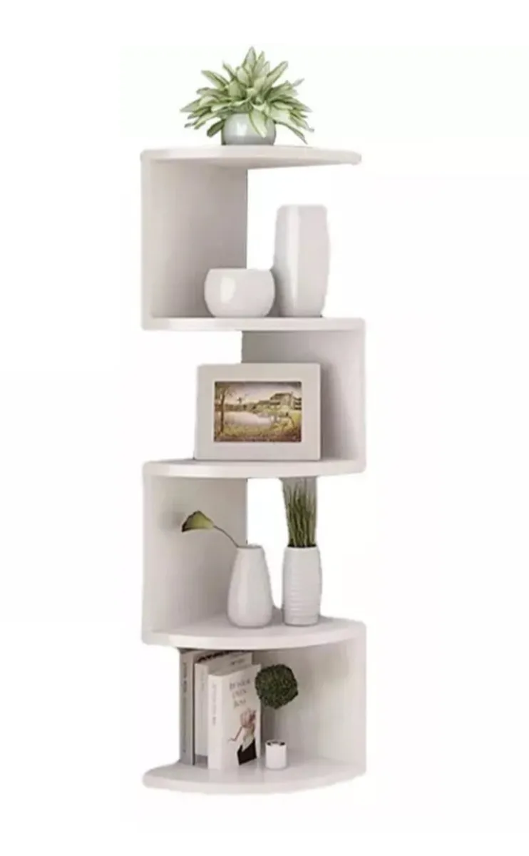5 Tier Floating Wall Corner Shelves Blk or White - Image 3