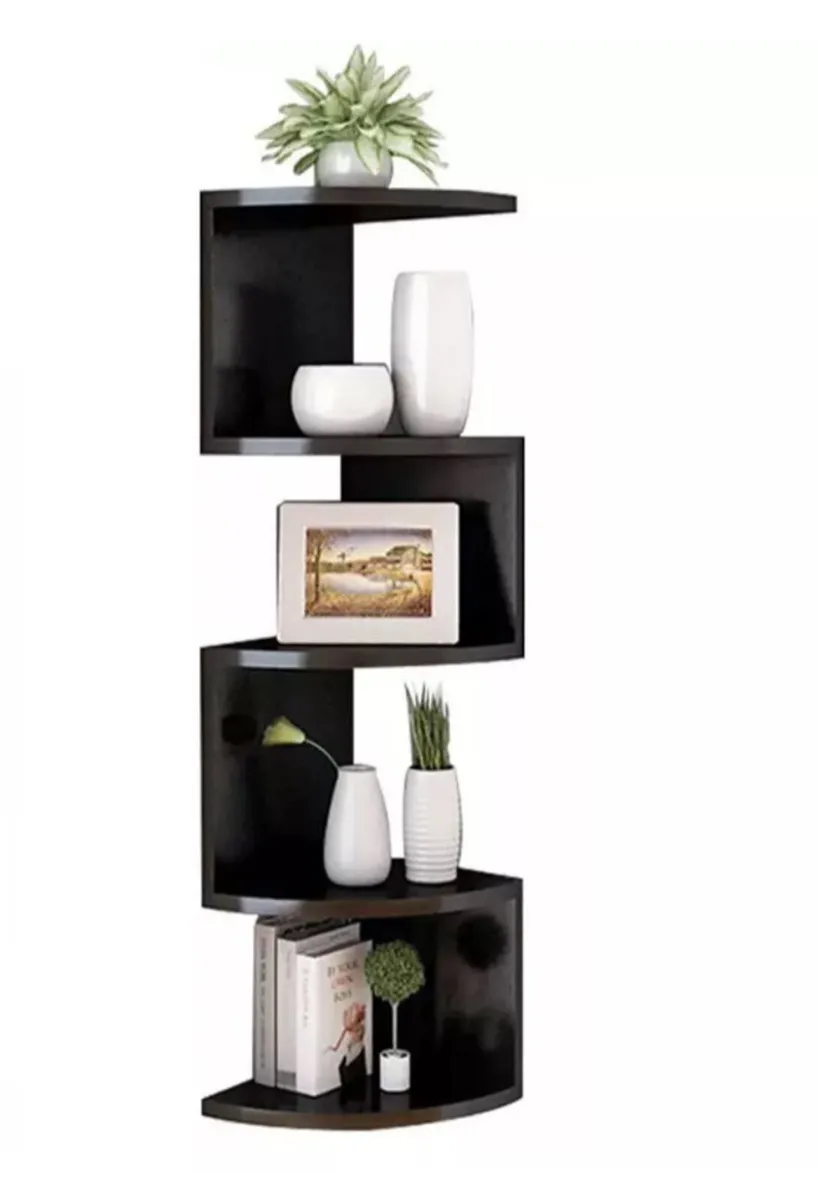 5 Tier Floating Wall Corner Shelves Blk or White - Image 4