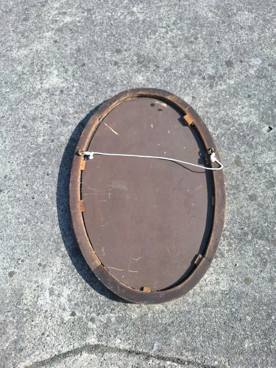 Large antique oval bevelled mirror - Image 2
