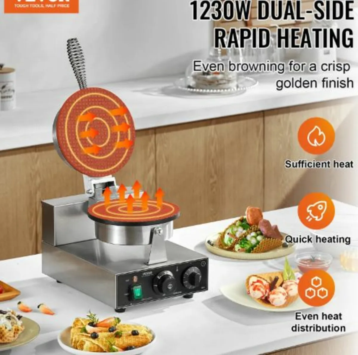 Electric Ice Cream Cone Maker Commercial Waffle - Image 2
