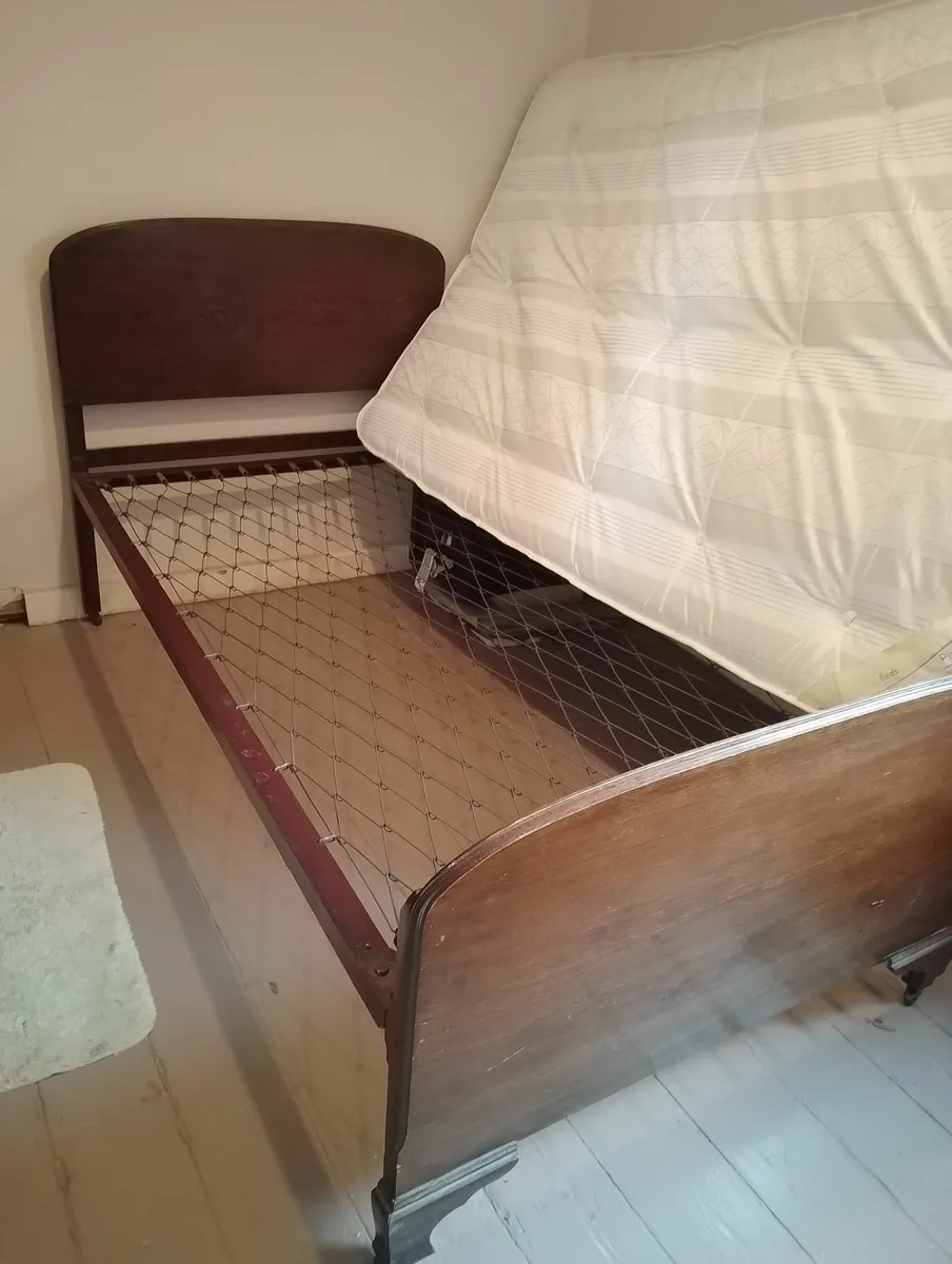 Free antique wood bed with mattress - Image 1