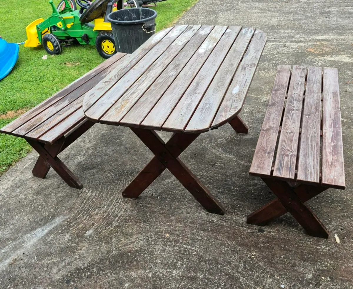 Bench and table