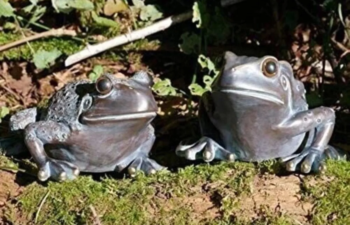 2 x  Frogs Garden Ornaments Bronze Effect NEW - Image 2