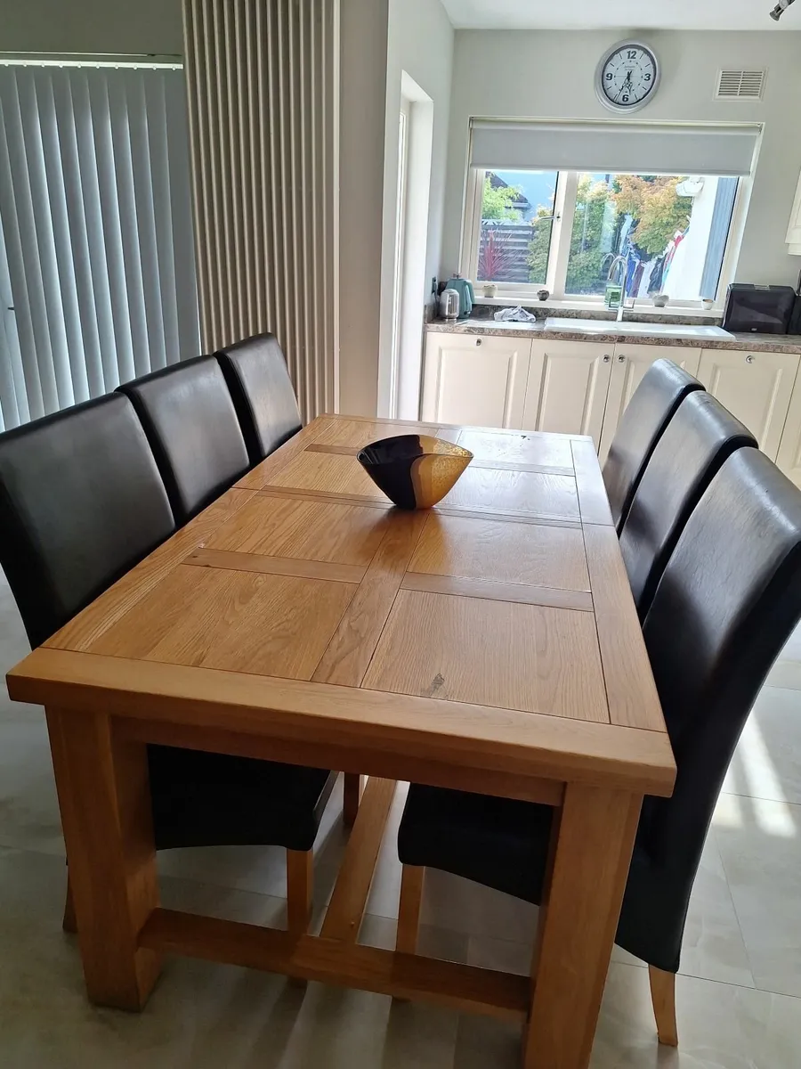 Long dining table & 6 leather chairs - Image 2