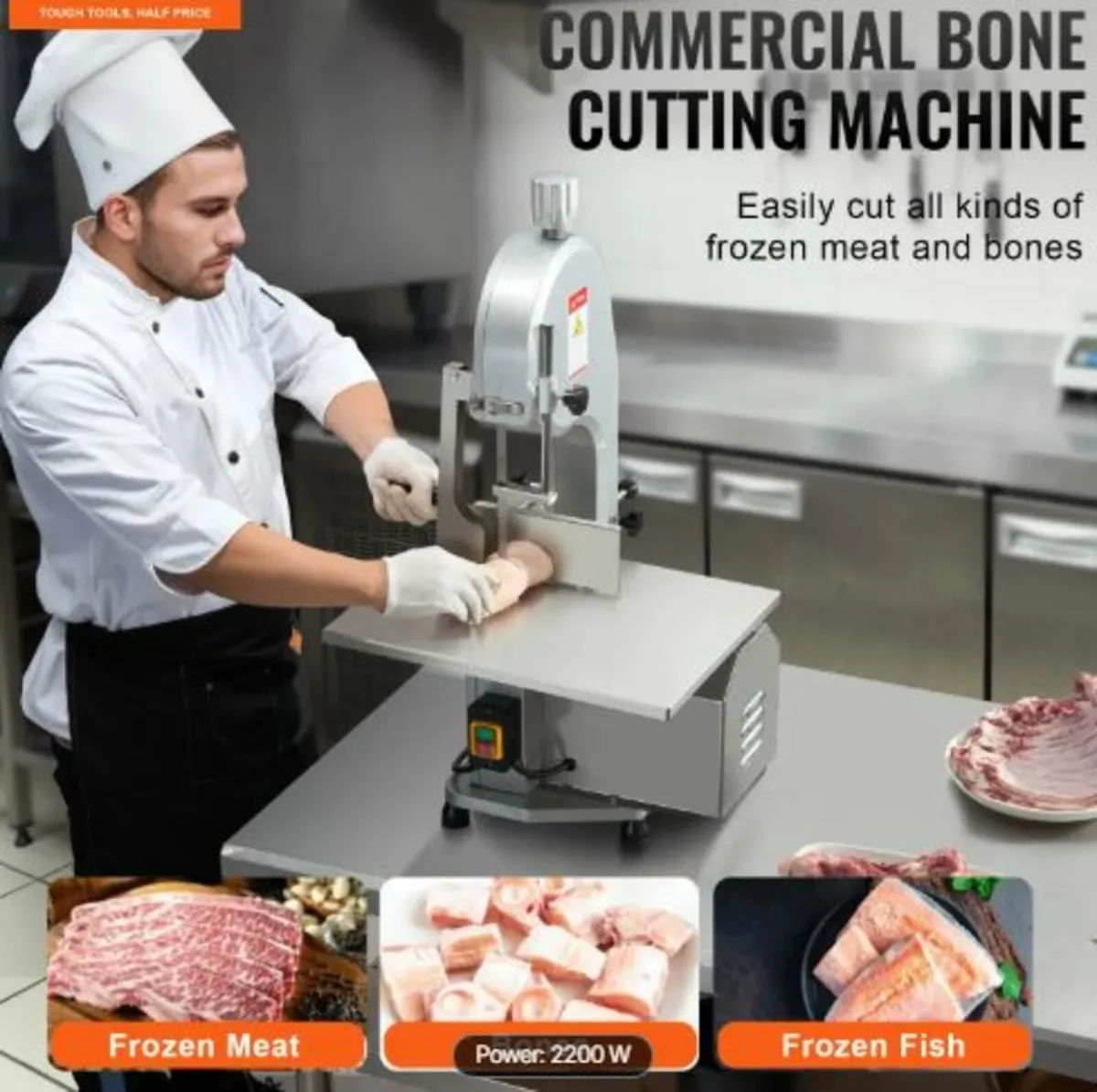 1800W Commercial Electric Meat Bandsaw Stainless - Image 3