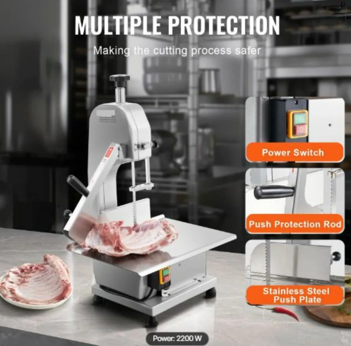 1800W Commercial Electric Meat Bandsaw Stainless - Image 4