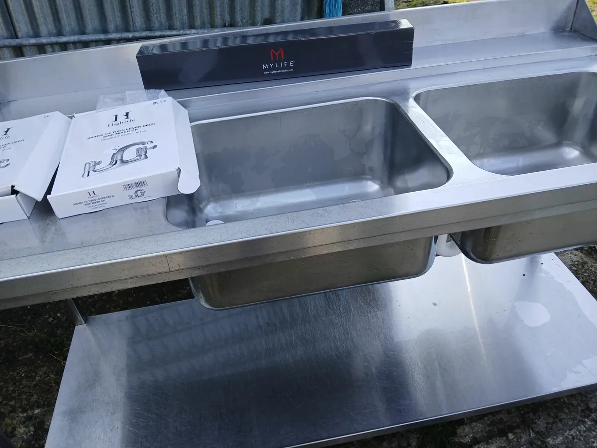 Staneless steel cabbinet double sink unit complete - Image 2