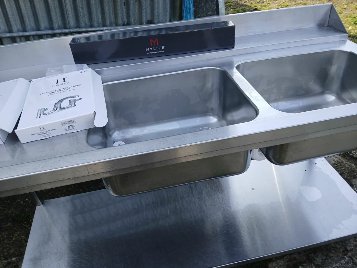 Staneless steel cabbinet double sink unit complete - Image 2