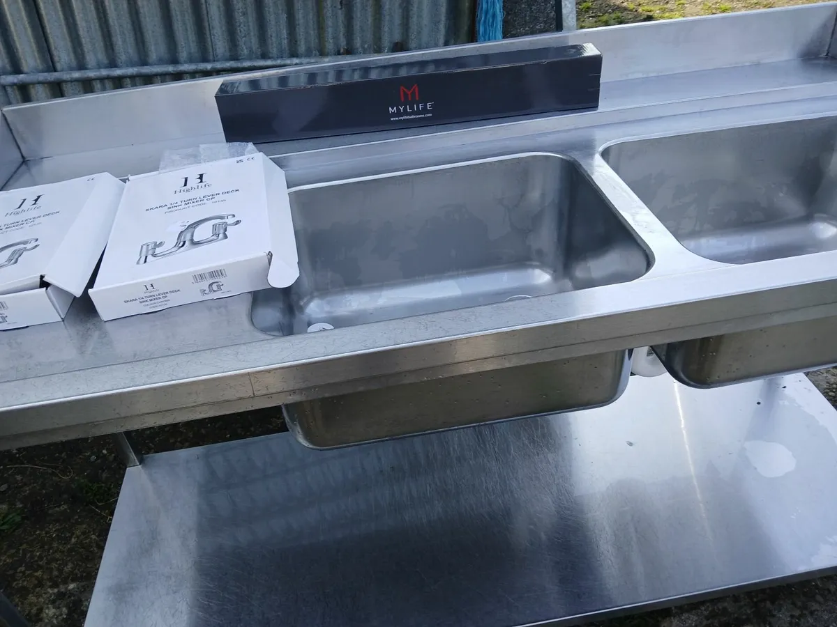 Staneless steel cabbinet double sink unit complete - Image 3