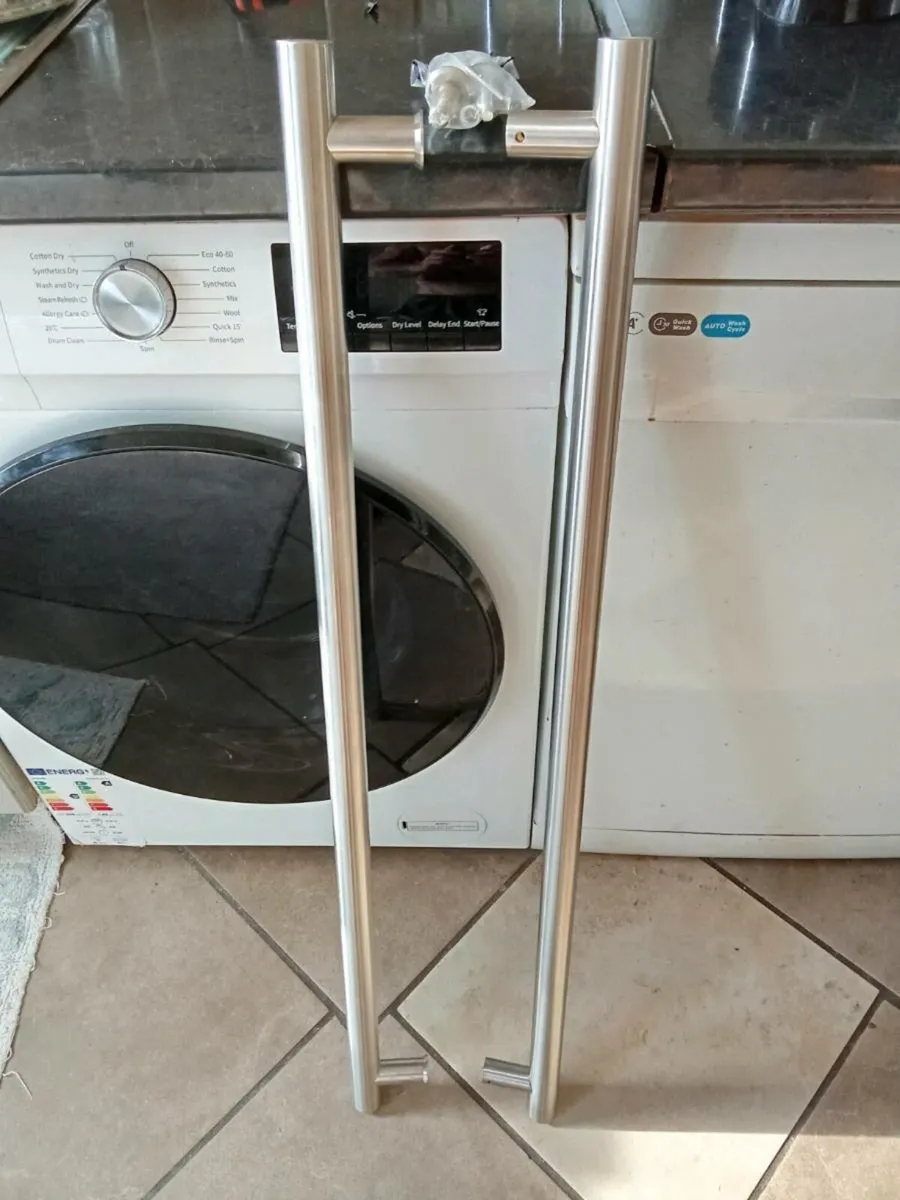 Two stainless steel door handles - Image 1
