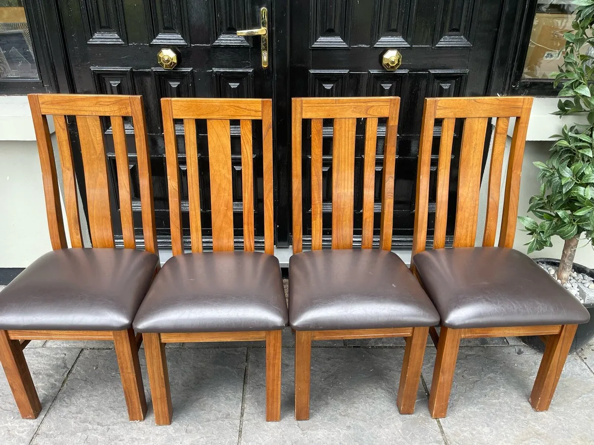 4 x Stunning Leather Kitchen Dining Chairs-Deliver - Image 1
