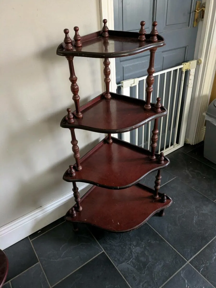 What not corner shelves, mahogany side table,mirro - Image 4