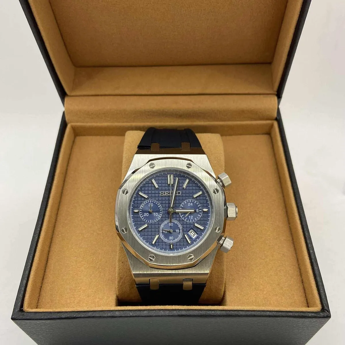 Custom Seiko Mod 42mm Blue AP Quartz - Image 1