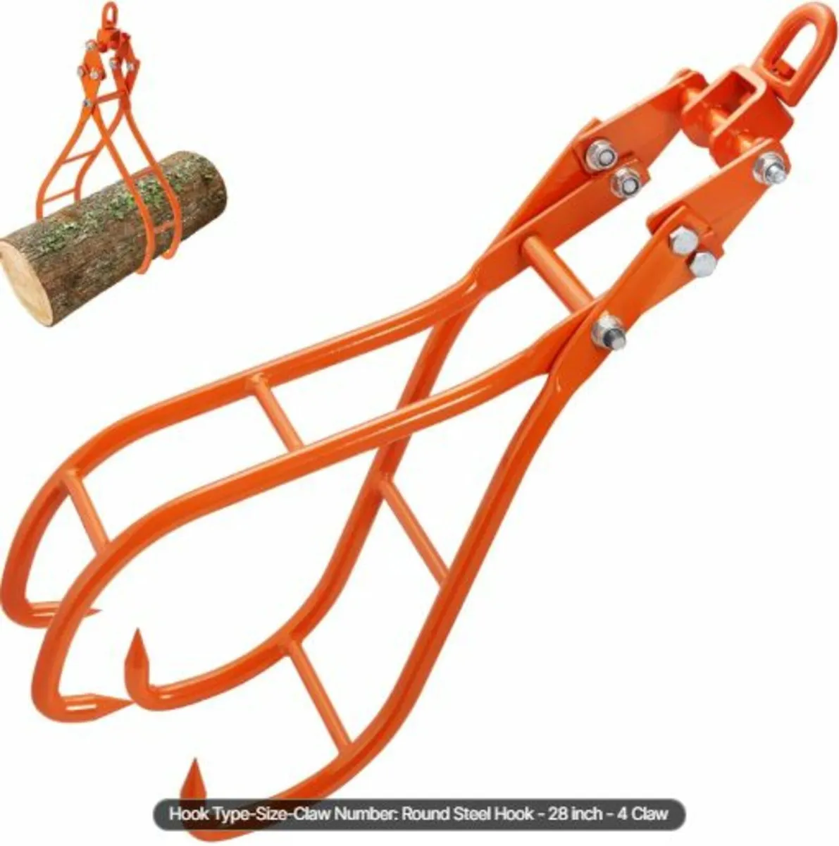 Timber Claw Hook, 28 inch 4 Claw Log Grapple - Image 1