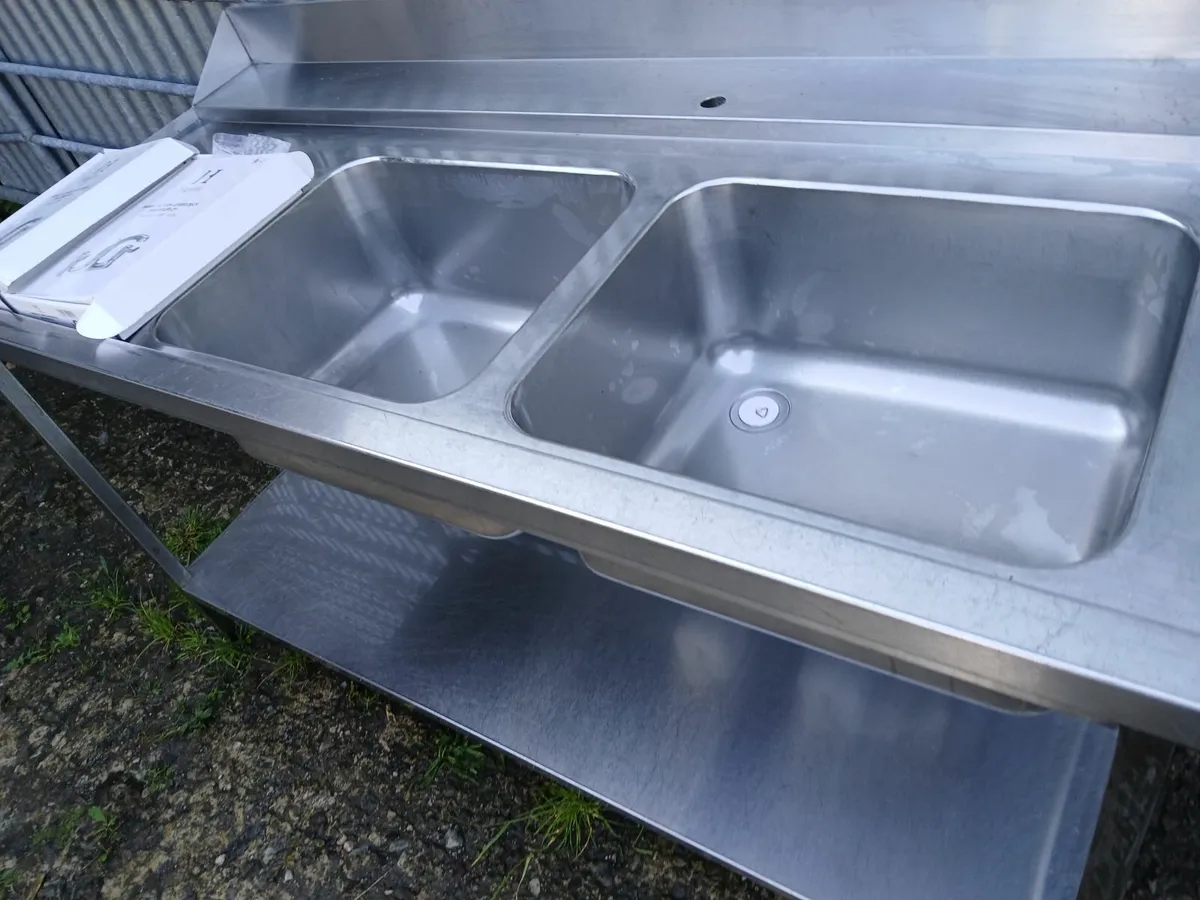 Stainless steel cabbinet double sink unit complete - Image 4