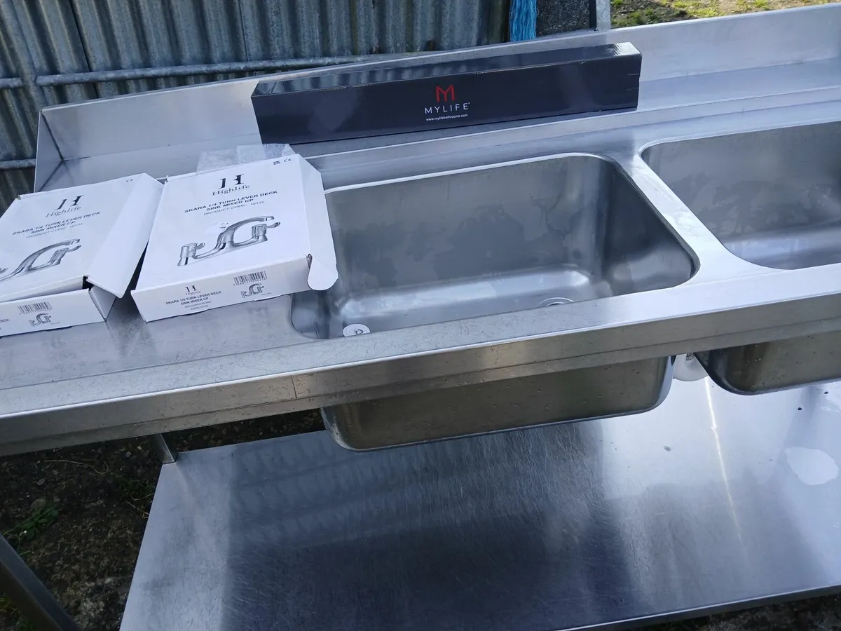 Stainless steel cabbinet double sink unit complete - Image 4