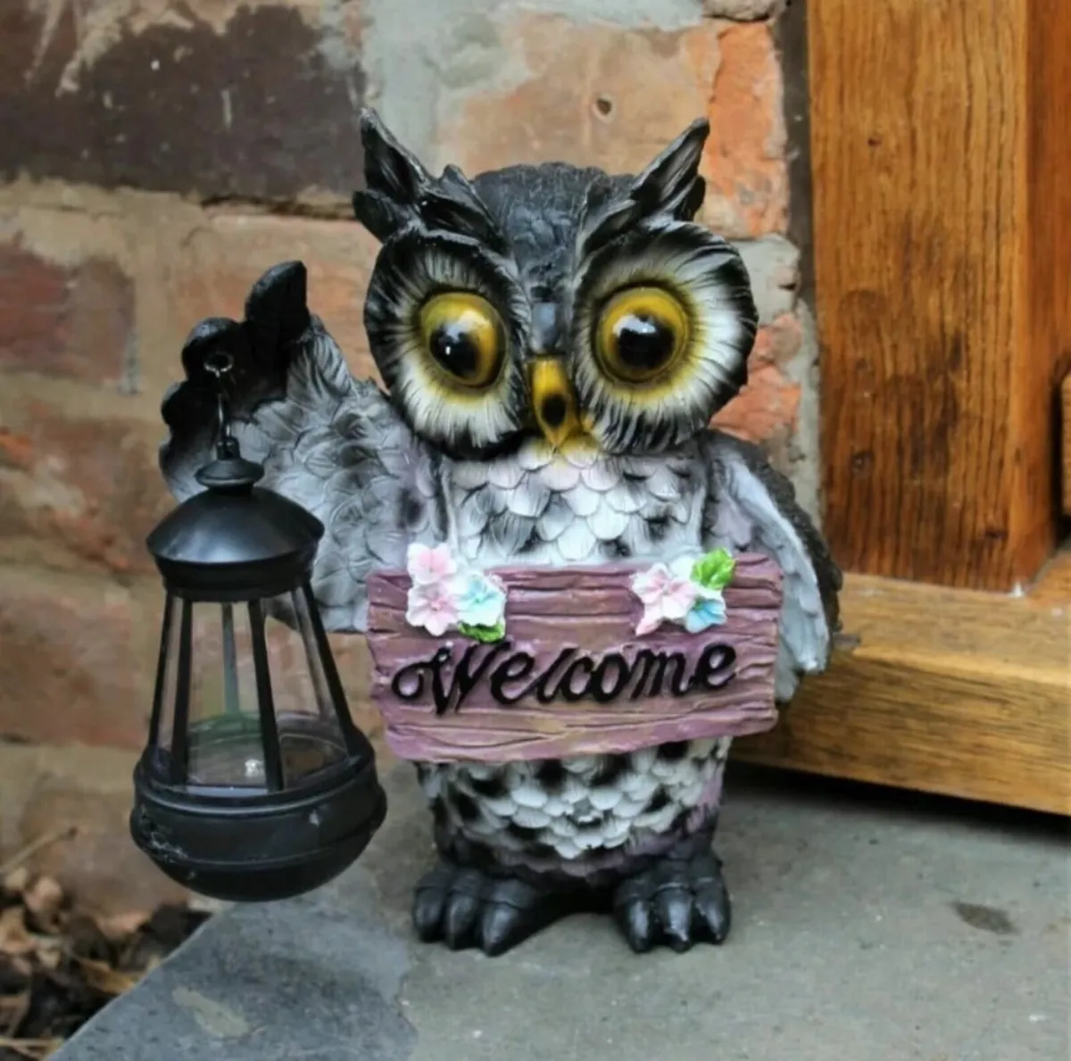 Solar Owl Lamp Welcome Lantern NEW - Image 1