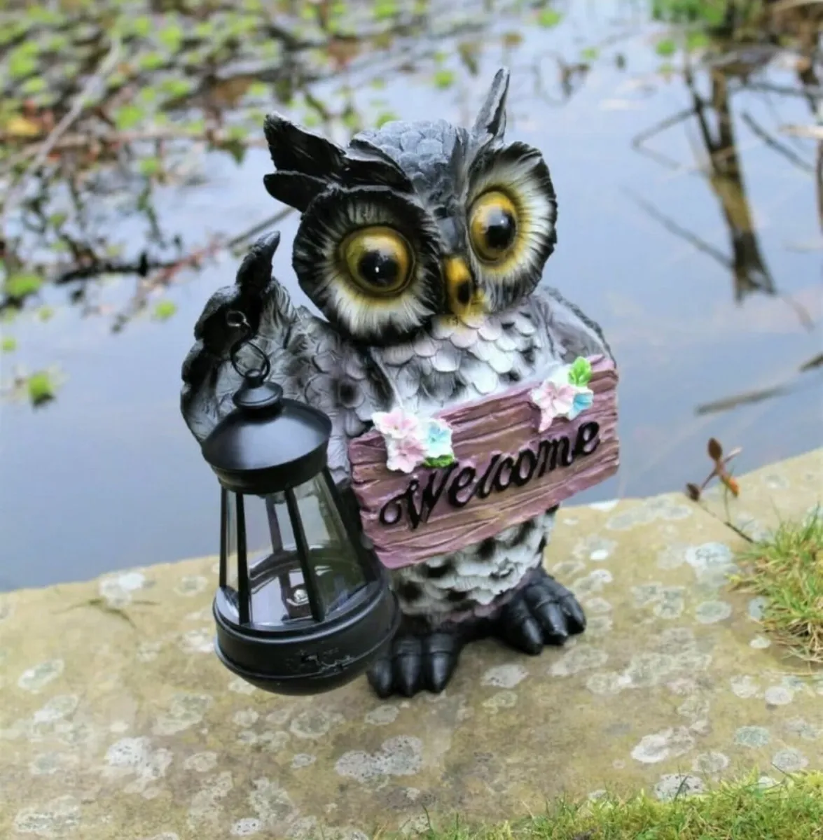 Solar Owl Lamp Welcome Lantern NEW - Image 2