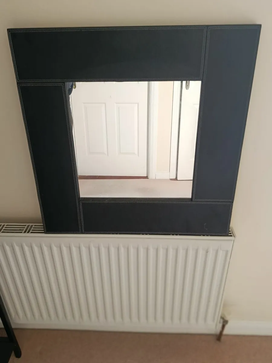 Faux leather mirror