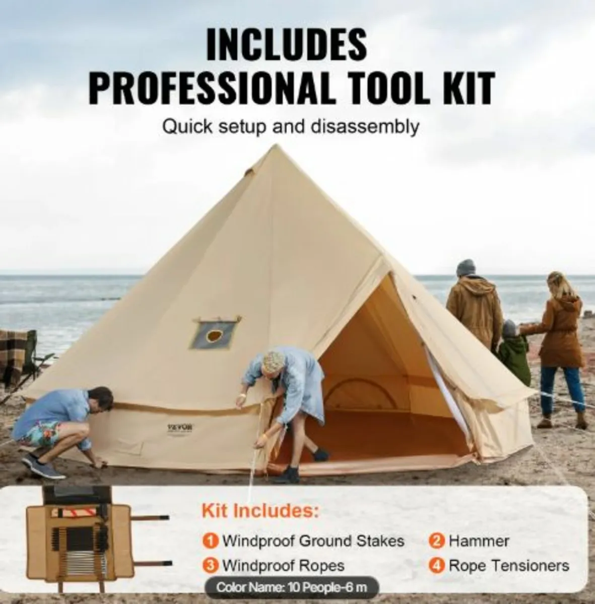 Canvas Bell Tent, 4 Seasons 6 m/19.68 ft Yurt Tent - Image 3