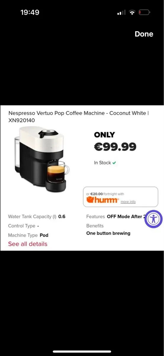 Nespresso coffee machine - Image 1