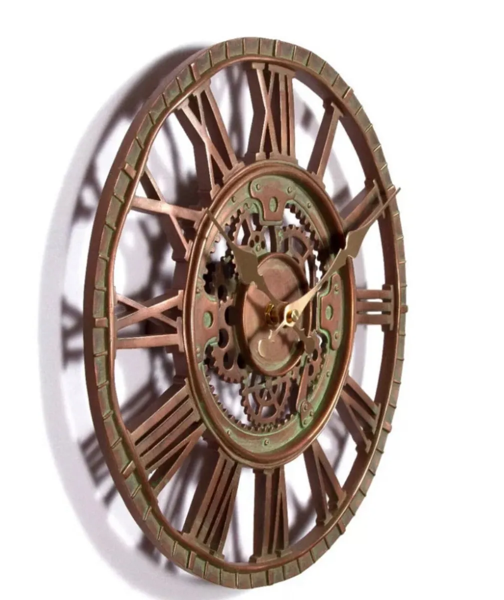 Outdoor Garden Wall Station Clock Copper Effect NE - Image 1