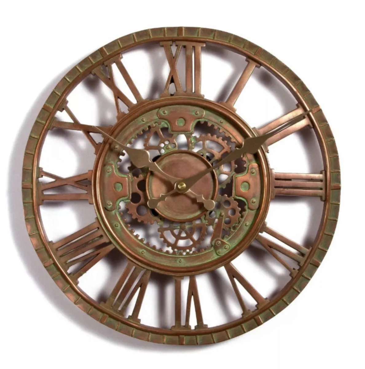 Outdoor Garden Wall Station Clock Copper Effect NE - Image 2