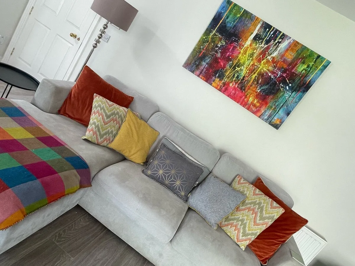 BRAND NEW 2 Orange Velvet Cushions with Piping - Image 3