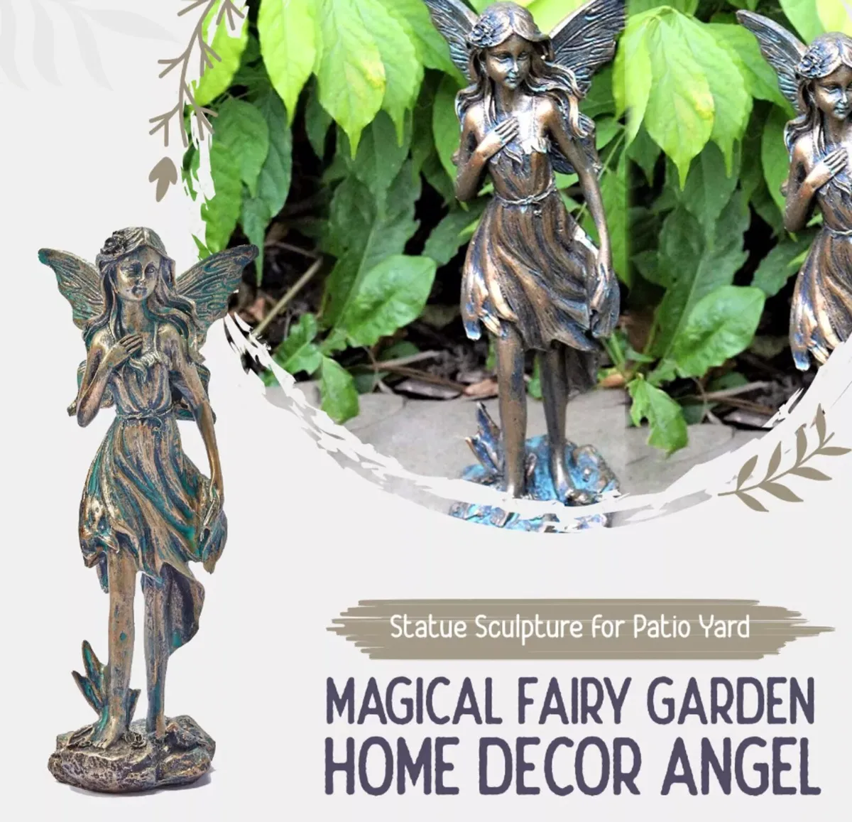 Bronze Effect Angel Statue Garden Ornament NEW - Image 1