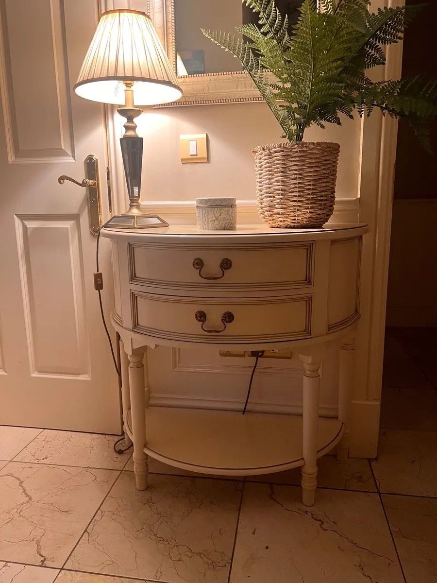 Laura Ashley half moon table with mirror - Image 1