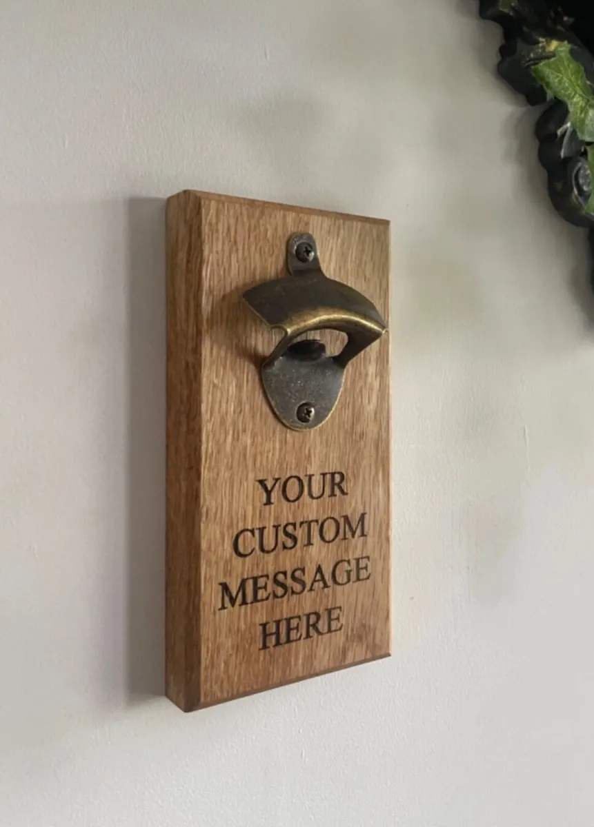 Personalised Solid Oak Bottle Opener - Image 1