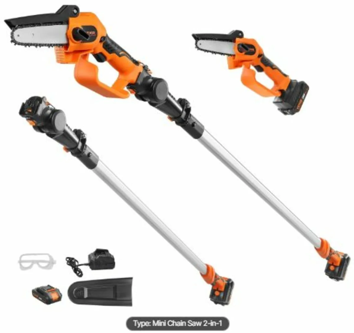 2-in-1 Cordless Pole Saw & Mini Chainsaw, 20V 2Ah - Image 1
