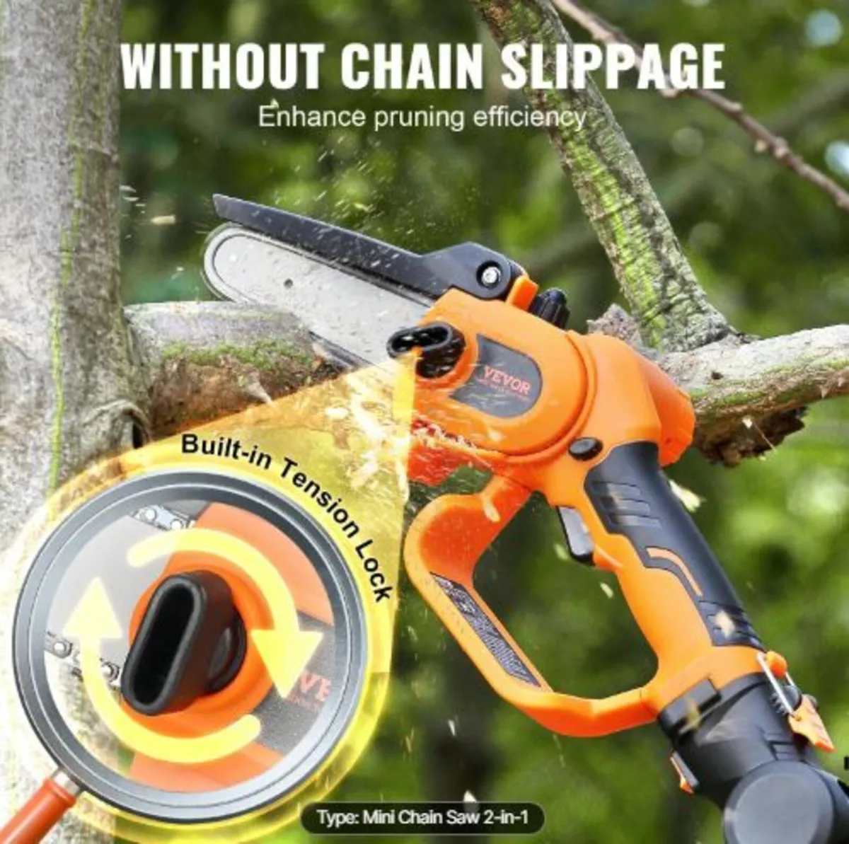 2-in-1 Cordless Pole Saw & Mini Chainsaw, 20V 2Ah - Image 4