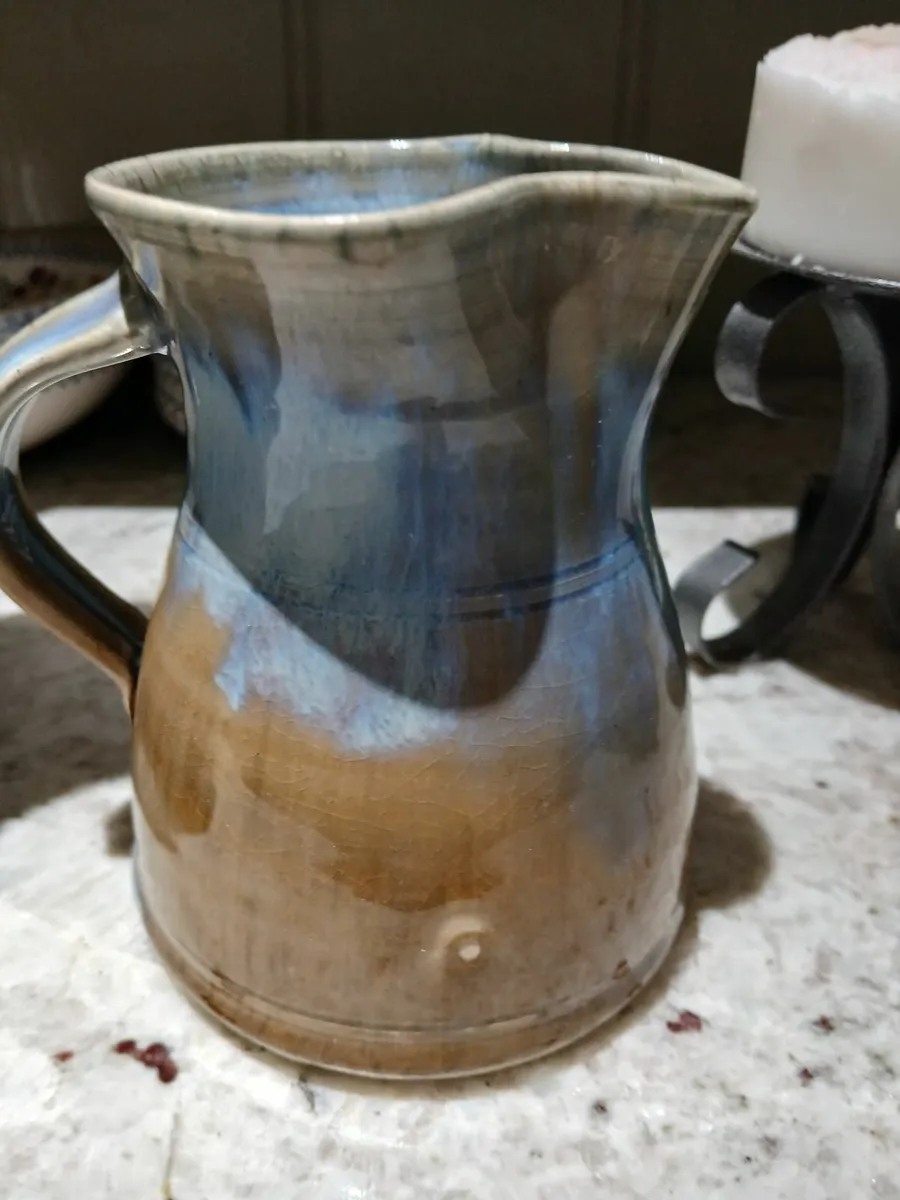 jackson stoneware pottery blue and beige jug - Image 1